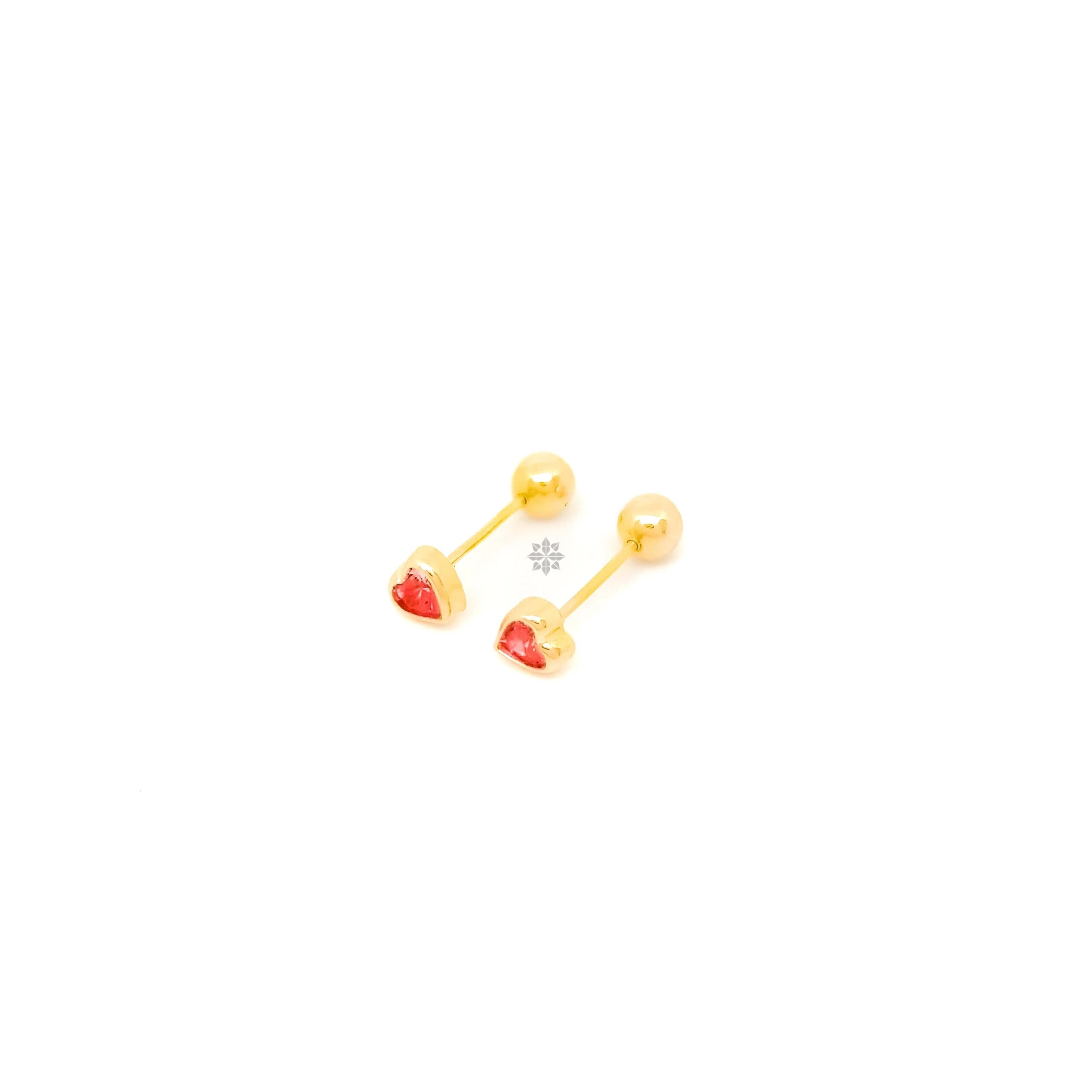 Aretes de oro 18k Corazón con piedra biselada reversibles - Image 4