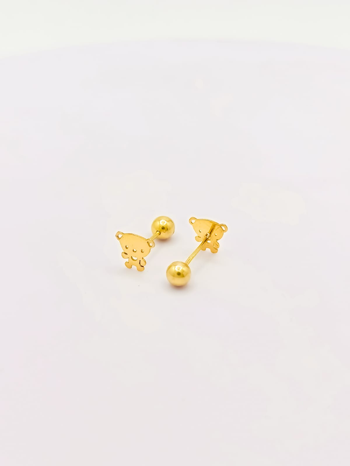 Aretes de oro 18k Oso corte láser reversibles