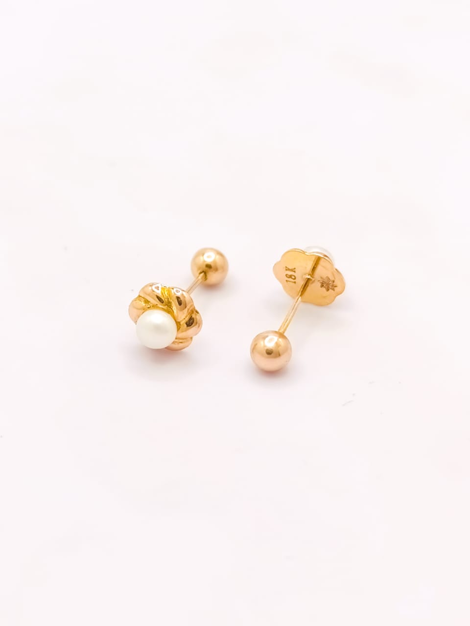 Aretes de oro 18k Espiral con perla reversibles